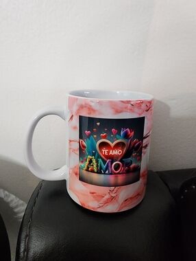 Pink Marble 'Te Amo' Ceramic Coffee Mug
